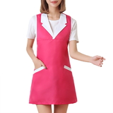 TOPTIE Specialized Fashion Cotton-Polyester Sleeveless Uniform Apron for Hair/Nail Beauty Salon, With Two Pockets, 6 Colors