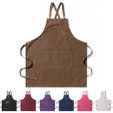 TOPTIE Unisex Canvas Work Apron with Pockets Adjustable Woodworking Tool Apron for Chef Blacksmiths Gardeners Mechanics BBQ
