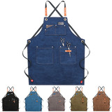 TOPTIE Woodworking Canvas Apron Unisex Working Apron Chef Cross-Back Apron with Adjustable Straps and Large Pockets
