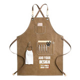 TOPTIE Custom Print Canvas Hairdresser Chef Gardener Artist Woodworking Tool Apron with Adjustable Strap and Large Pockets