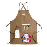 TOPTIE Custom Print Kitchen Work Apron, Heavy Canvas Aprons, Tool apron with Adjustable Strap And Large Pockets