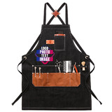 TOPTIE Custom Print Haircut Work Apron, Heavy Canvas Hairdress Tool Aprons Housework Kitchen Apron with Adjustable Strap And Multi Pockets