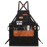 TOPTIE Custom Embroidery Haircut Adjustable Work Apron, Heavy Canvas Hairdress Tool Aprons Kitchen Apron with Pockets
