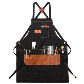 TOPTIE Haircut Work Apron, Heavy Canvas Hairdress Tool Aprons with Adjustable Strap And Multi Pockets