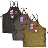 TOPTIE Custom Print Unisex Canvas Work Aprons for Heavy Duty Woodworking, Barista, Barber, Chef, Bartender, Metal Working
