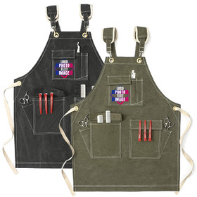 TOPTIE Custom 16oz Canvas Work Apron with Pockets Waterproof Oilproof Tool Aprons with Cross Back Straps Adjustable