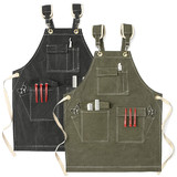 TOPTIE 16oz Canvas Work Apron with Pockets Waterproof Oilproof Tool Aprons with Cross Back Straps Adjustable