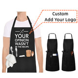 TOPTIE Custom Black Adjustable Bib Apron, Water Oil Stain Resistant Apron for Men Women, for Kitchen Cooking Working BBQ