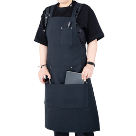 TOPTIE Canvas Waterproof Apron with Adjustable Straps and Large Pockets, Uniform Work Apron for Kitchen Cafe Restaurant