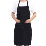TOPTIE Black Cotton Canvas Waterproof Chef Apron for Kitchen Cooking BBQ with Adjustable Strap and Large Pockets