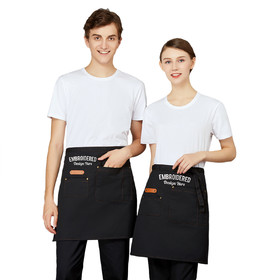TOPTIE Custom Embroidered Cotton Waiter Chef Apron Waist Bistro Apron with Pockets for Restaurant Cafe Hotel