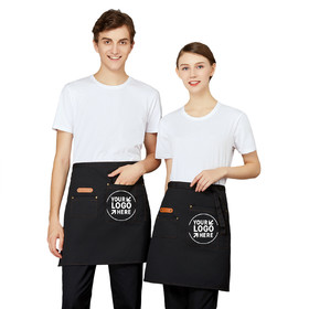 TOPTIE Custom Print Cotton Waiter Chef Apron Waist Bistro Apron with Pockets for Restaurant Cafe Hotel, 24.5 " x 18.4 "
