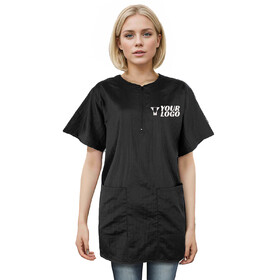 thumbnail interactive-video image 1 of STYLIST WEAR Crinkle Nylon Grooming Jacket - Black - Sizes S To XXXL 1 of 2