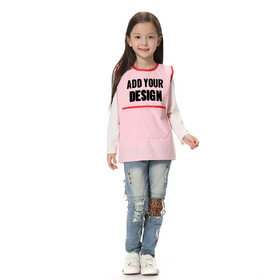 TOPTIE Custom Kids Smock Art Apron Children Painting Sleeveless Velcro Vest with Two Front Pockets for Drawing Crafting
