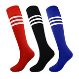 TOPTIE 2 Pack Classic Triple Stripes Tube Socks, Football Soccer Knee High Socks for Sports and Daily Use