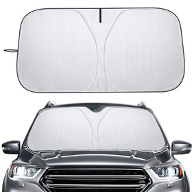 Muka Car Front Window Sun Shield with Storage Pouch, 55" x 28", Keeps Your Vehicle Cool