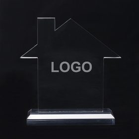 Muka Engraved Trophy Custom Acrylic House Shape Desk Award, 6" W x 6-1/2" H