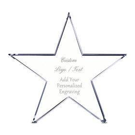 Muka Engraved Trophy Custom Crystal Standing Star Award, 5"H x 4.72"W x 0.75 Thick, Sand Jet Engraving