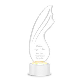 Muka Engraved Trophy Custom Crystal Single Wing Award with Clear Base, 9.45"H x 3.54"W, Sand Jet Engraving