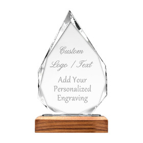Muka Engraved Trophy Custom Crystal Diamond Award with Walnut Base, 8.86"H x 5.71"W x 0.59"D, Sand Jet Engraving