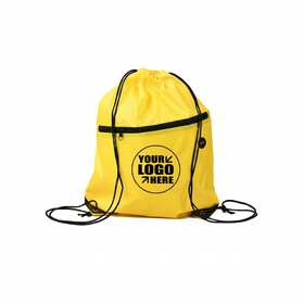 Muka Customized Drawstring Backpack Gym Bag Cartoon Style Water Resistant Polyester Sports Sackpack for School Travel Black