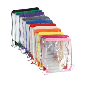 Muka Transparent PVC Drawstring Bag Waterproof Outdoor Storage Pouch Multi Color Reusable Backpack for Clothes and Cosmetics