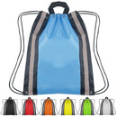 Opromo Blank 210D Polyester Reflective Drawstring Backpack for School Gym Sport Traveling, 13