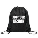 Custom Print 210D Poly Drawstring Backpack with PU Reinforced Corners, 13 3/8