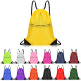 Muka Waterproof Drawstring Backpack Cinch Sack String Storage Bag with Zipper, 210D Polyester, 15
