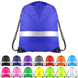 Muka Reflective Stripe Drawstring Backpack Sports String Sack Bags Cinch Bags for Gym Travel School, 15 3/4