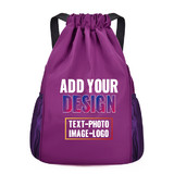 TOPTIE Custom Print Nylon Waterproof Drawstring Backpack Gym Sack Cinch Bag with Pockets Sports Sackpack School Bag