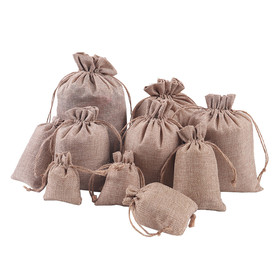 Opromo 25PCS Burlap Jute Bags Linen Jewelry Bags Hessian Gift Pouches with Rope Drawstring for Birthday, Party, Wedding