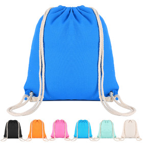 Opromo Blank Cotton Cloth Drawstring Bags Gym Sports Backpack