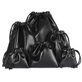 Opromo PU Leather Drawstring Bag, Earphone cable storage bag