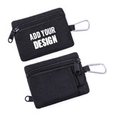 MUKA Custom Print Canvas Outdoor Tactical Wallet Portable Coin Purse Key Card Holder Sports Zipper Bag Carabiner Pouch