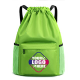 Muka Custom Swim Bag Gym Backpack Drawstring Beach Backpack for Men Women, Imprinted Swimming Bags with Wet & Dry Compartment, Water Resistant Fabric