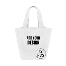 TOPTIE 12 Pack Durable Cotton Canvas Tote Bags for Lunch Grocery Shopping, DIY, Promotion, Gift