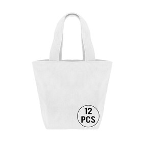 TOPTIE 12 Pack Custom Print Durable Cotton Canvas Tote Bags for Lunch Grocery Shopping, DIY, Promotion, Gift