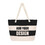 TOPTIE Custom Print Women Striped Canvas Tote Shoulder Beach Bag with Inner Zipper Pocket and Rope Handle for Travel