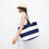Muka Custom Print Women Striped Canvas Tote Shoulder Beach Bag with Inner Zipper Pocket and Rope Handle for Travel