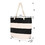 TOPTIE Custom Print Women Striped Canvas Tote Shoulder Beach Bag with Inner Zipper Pocket and Rope Handle for Travel