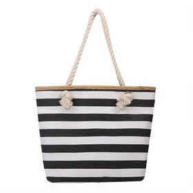 TOPTIE Women Canvas Tote Shoulder Beach Bag with Top Zipper Closure and Rope Handles for Travel, Shopping