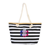 TOPTIE Custom Print Women Canvas Tote Shoulder Bag with Top Zipper Closure and Rope Handles for Travel, Shopping, Beach