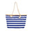 Muka Extra Large Stripe Canvas Beach Bag, Shoulder Zipper Beach Tote Bag with Cotton Rope Handles, 14 3/4" L x 8" W x 12 5/8" H