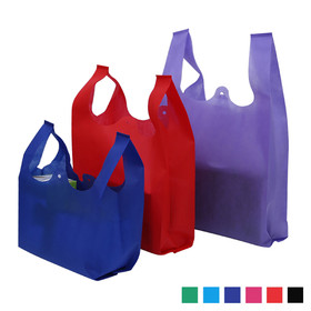 Opromo Non-Woven Reusable Tote Bag Grocery Bag with Handles for Shopping, 10" x 15 3/4" x 4 3/4"