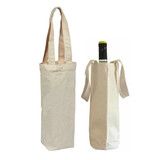 Opromo Blank Cotton Wine Bottle Tote Bag Champagne Single Bottle Tote with Handle, Portable and Durable