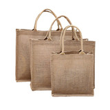 Opromo Durable Laminated Jute Burlap Wine Tote Bag for Gift, Shopping, Party, Travel