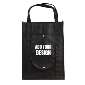 TOPTIE Custom Print Reusable Foldable Grocery Bag Shopping Totes, 12.6" x 15", Eco-Friendly Non-woven Fabric