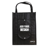 TOPTIE 6 PCS Custom Print Reusable Foldable Grocery Bag Shopping Totes, 12.6