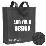 TOPTIE 100 PCS Custom Print Stylish Pattern Non-woven Tote bag Reusable Waterproof Grocery Shopping Bag, Large & Durable